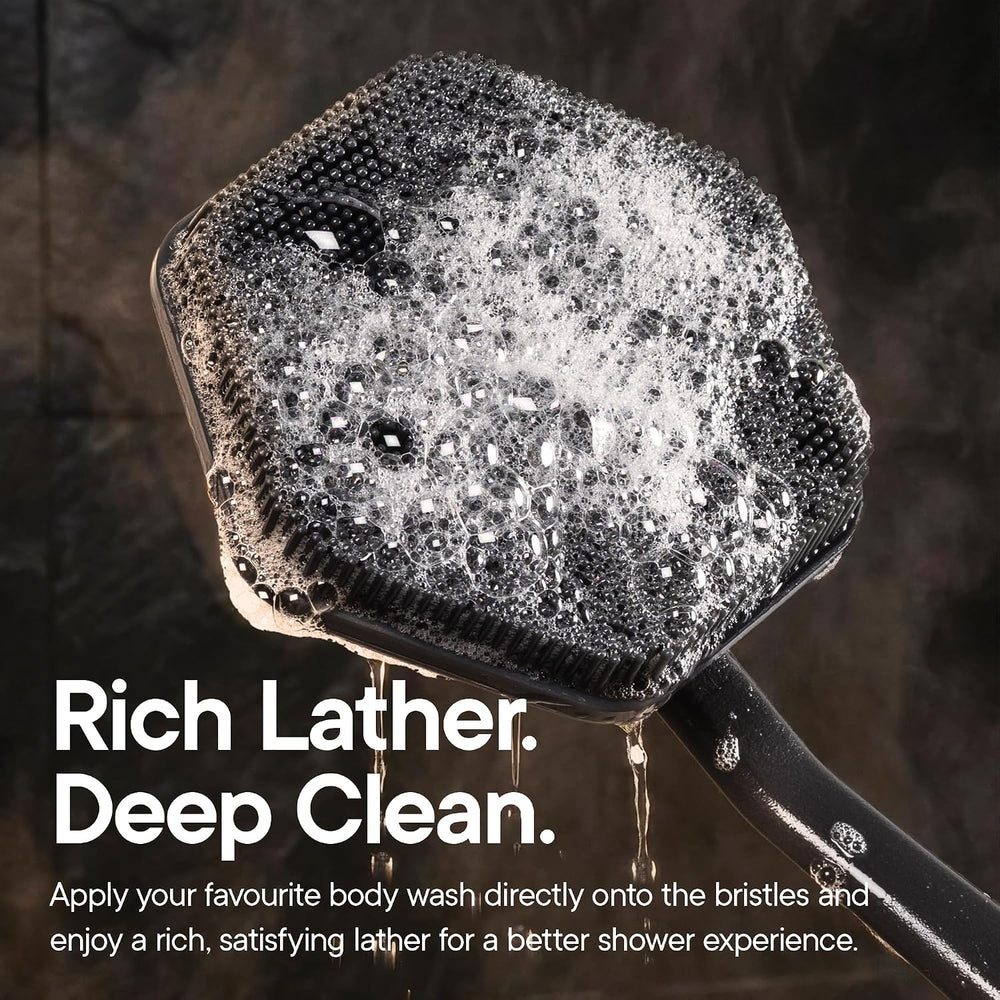 TOOLETRIES Silicone Back Scrubber for Shower with Hook - Charcoal
