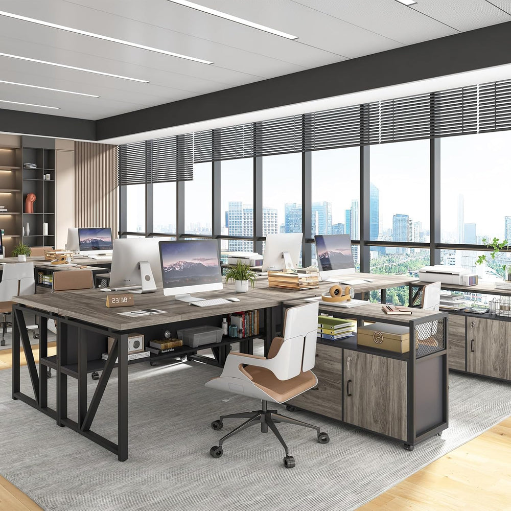 Tribesigns L Shaped Desk with Drawer Cabinet, 63" Executive Computer Des...