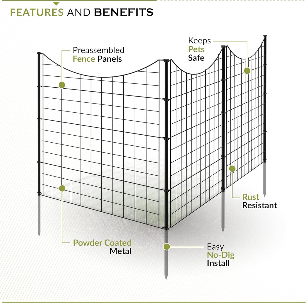 Zippity 39in H Black Metal Fence, DIY Fence Kit