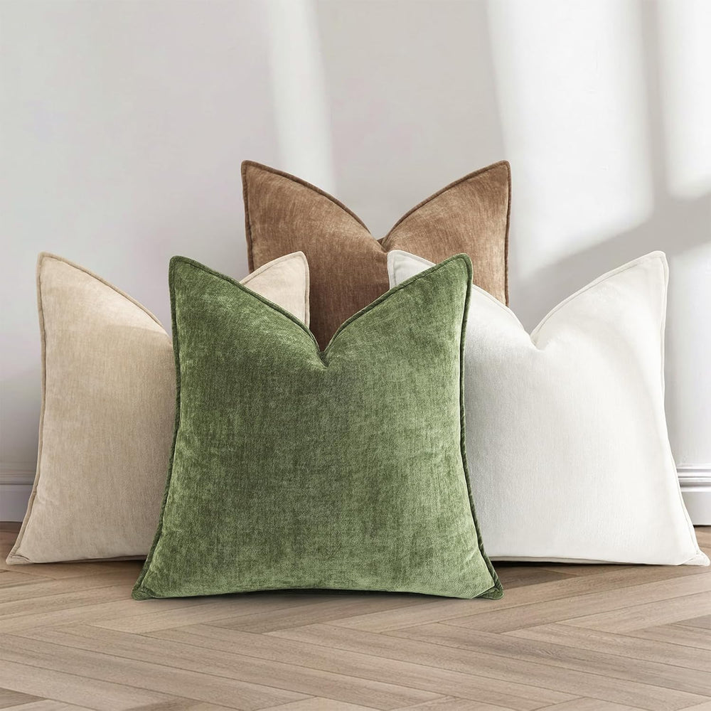decorUhome Chenille Black Velvet Throw Pillow Covers 24x24 Set of 2