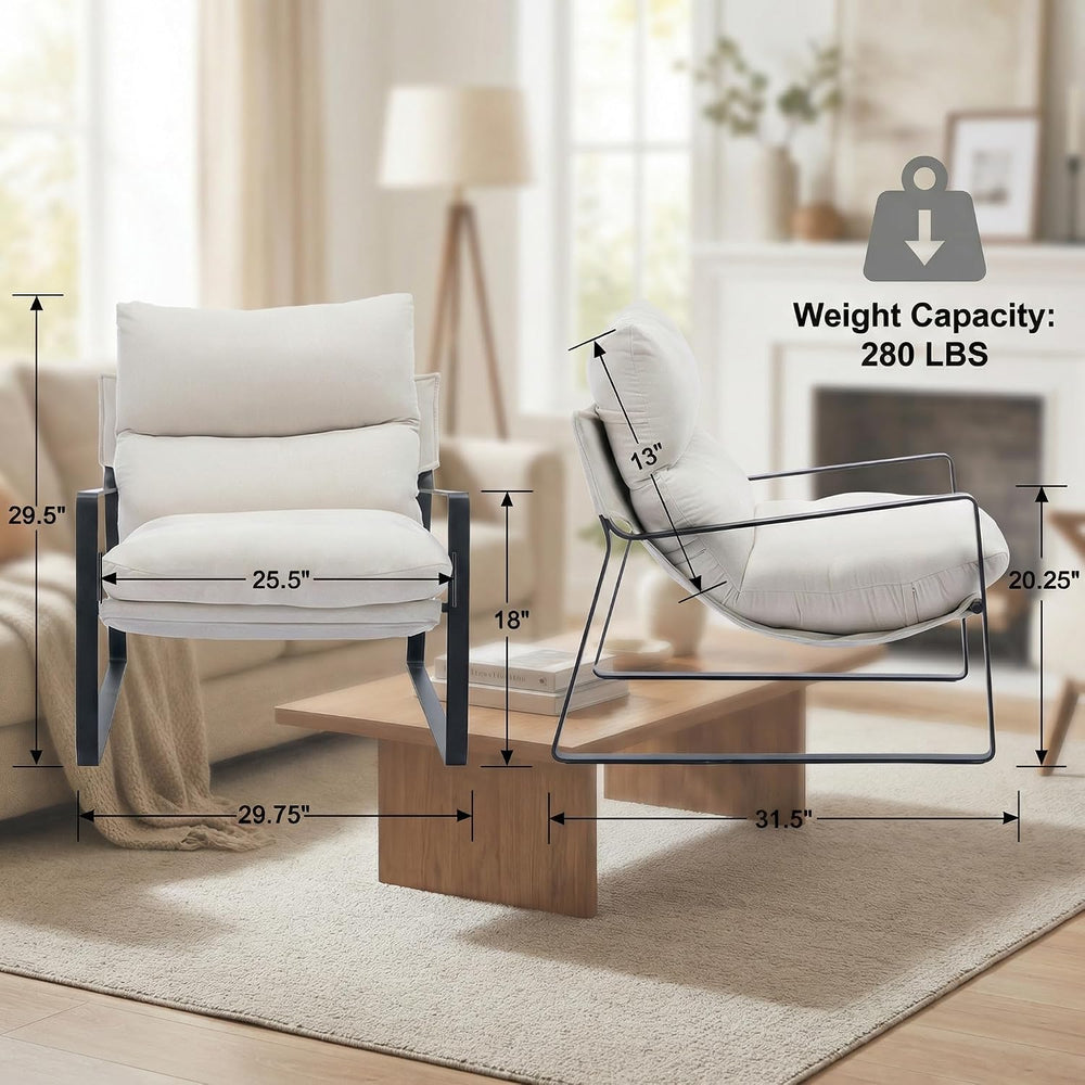 LukeAlon Set of 2 Modern Chenille Accent Armchair, White