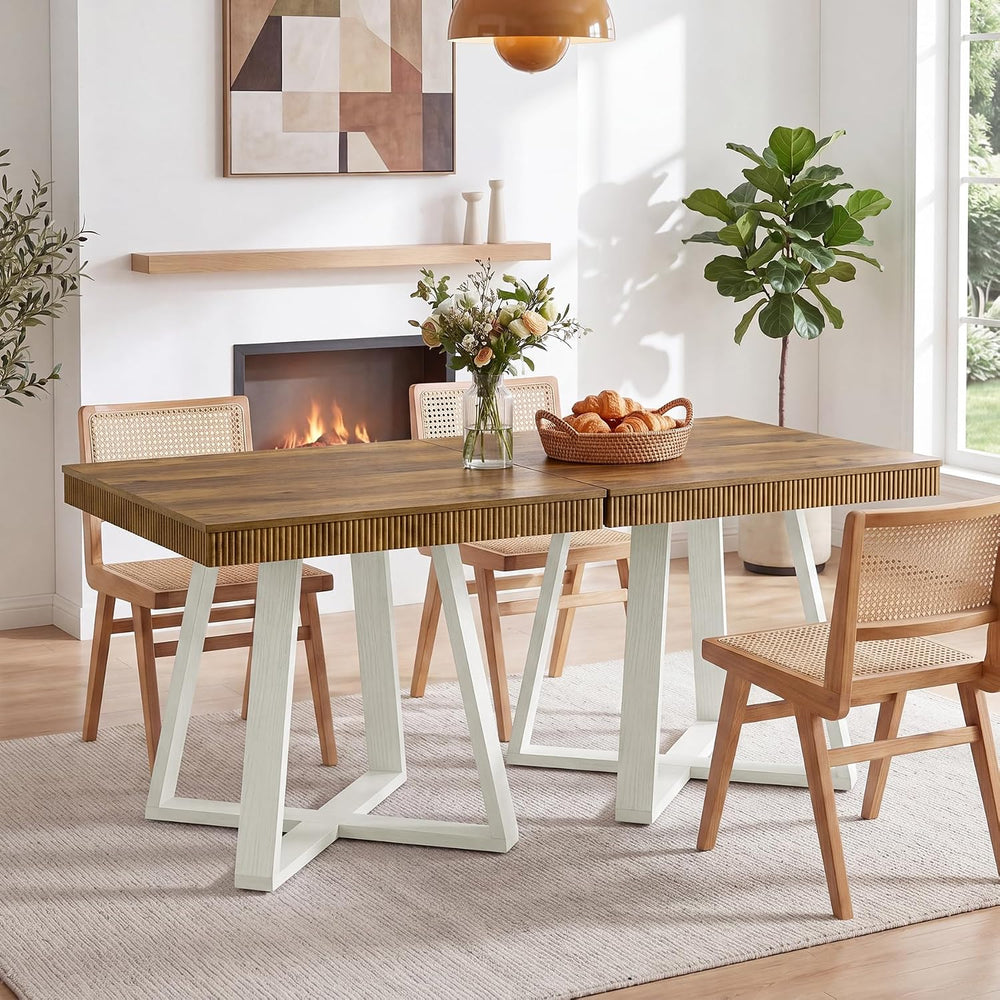 Tribesigns 31.5" Square Dining Table for 4, White & Brown