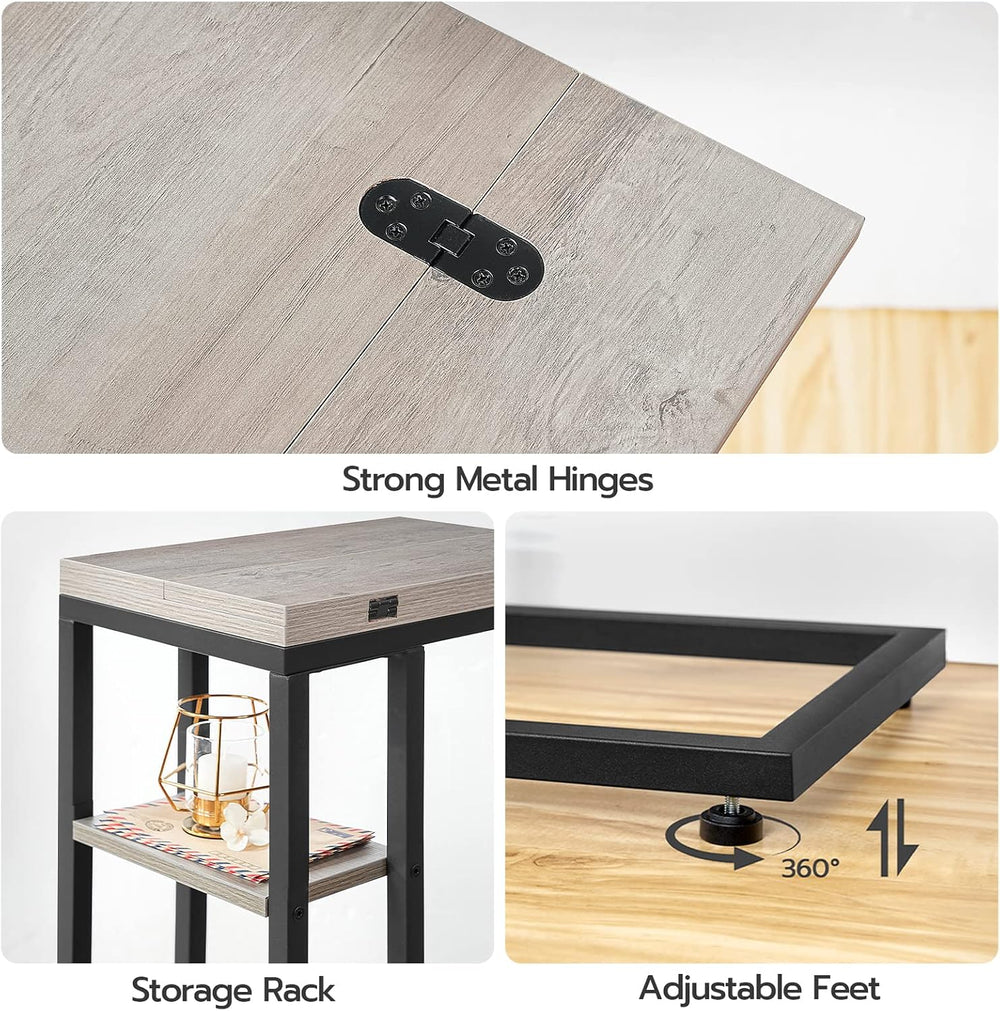 HOOBRO Foldable C Shaped End Table, C Shaped Side Table with Storage Shelf
