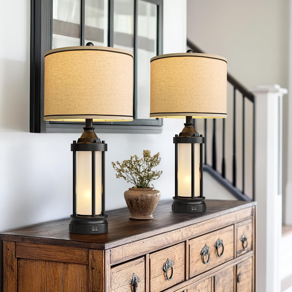 25'' Table Lamps for Bedroom Living Room Lamps Set of 2 Farmhouse Nig...