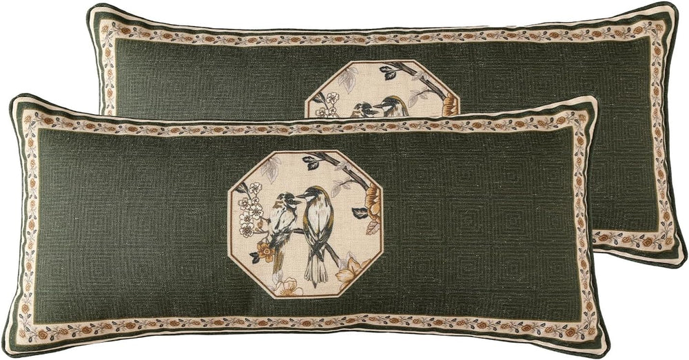 ISAENNE Vintage Rectangle Throw Pillow Cover,Set of 2,28"x12"