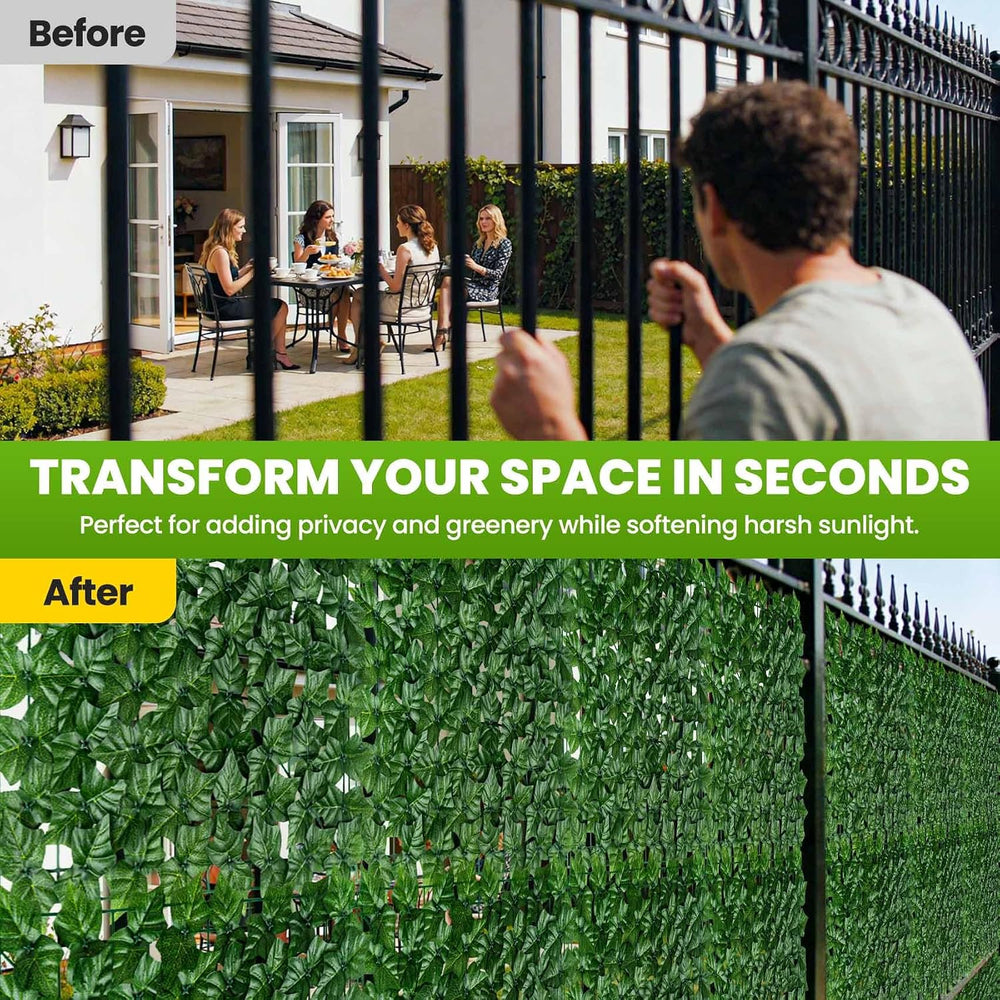 KASZOO 240"x40" Artificial Ivy Privacy Fence Screen - UV-Anti Breat...