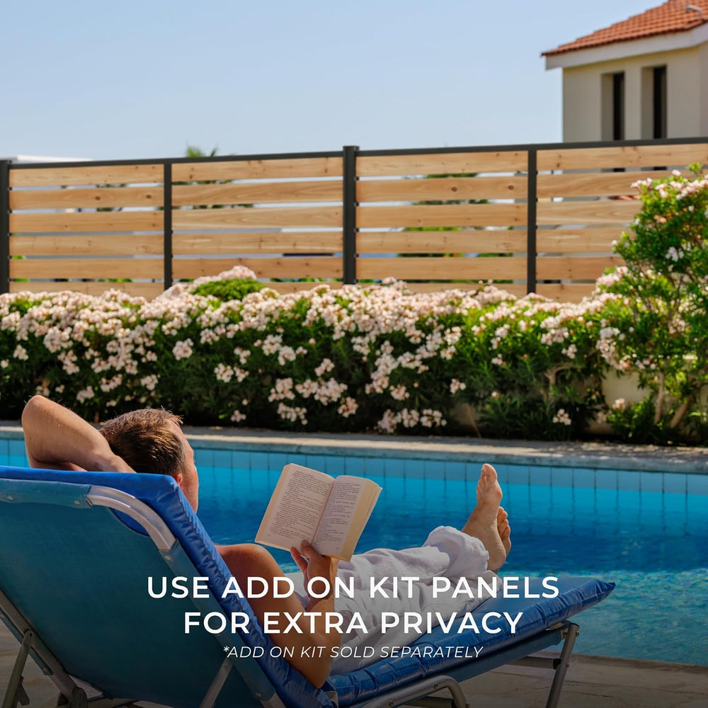 Backyard Discovery 8' x 6' Cedar Wood Outdoor Privacy Screen Wall wit...