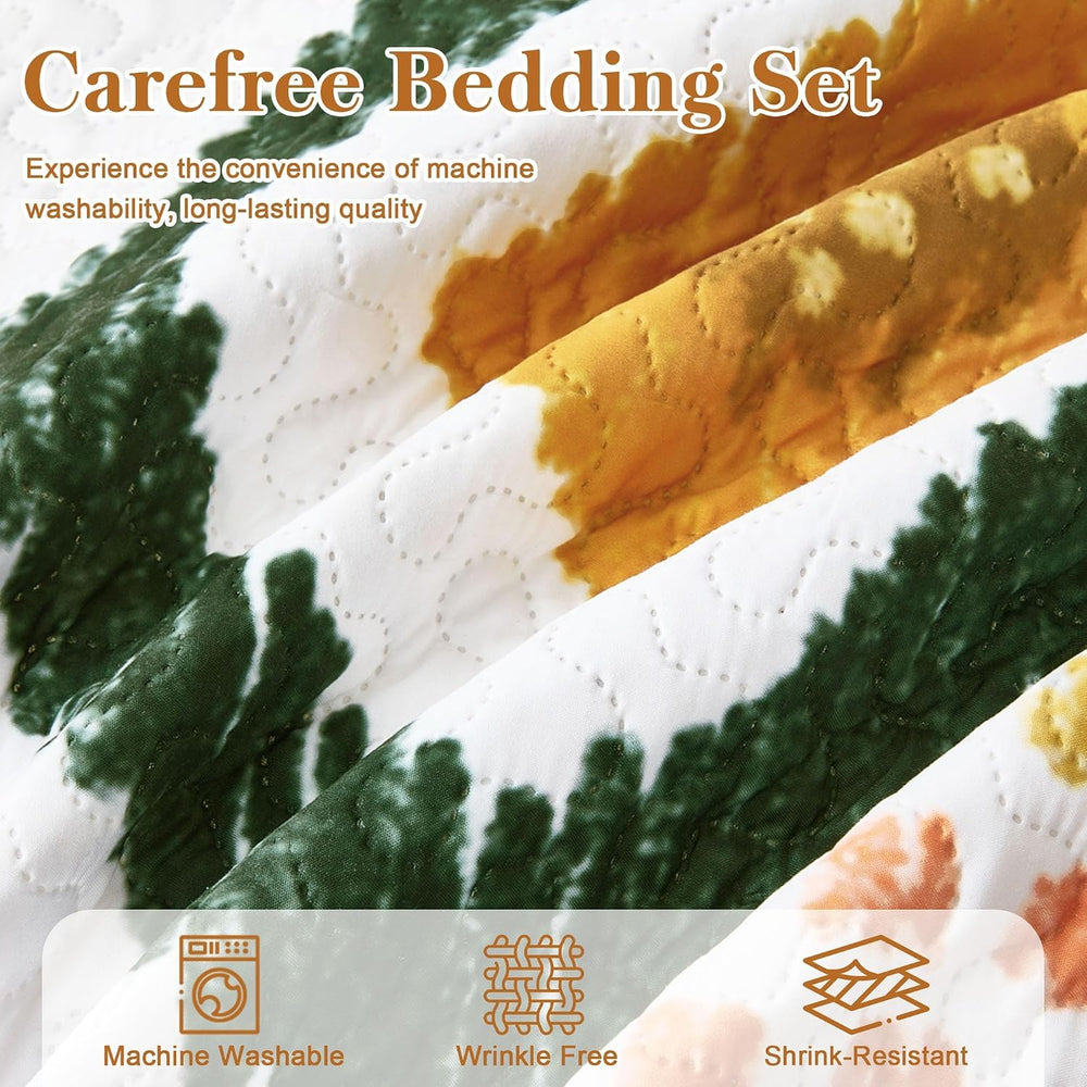 Tyrot 3 Piece Boho Floral King Quilt Bedding Sets