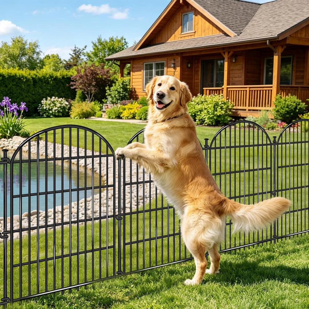 20 Panels No Dig Decorative Garden Fence, 33in(H) x 44ft(L) Animal Barrier, R...
