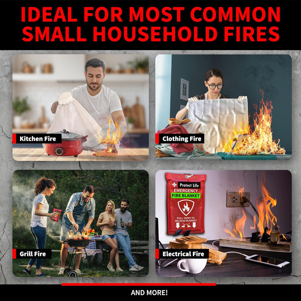 Protect Life Saving Emergency Fire Blankets 4 Pack - 40"x40", Fire ...