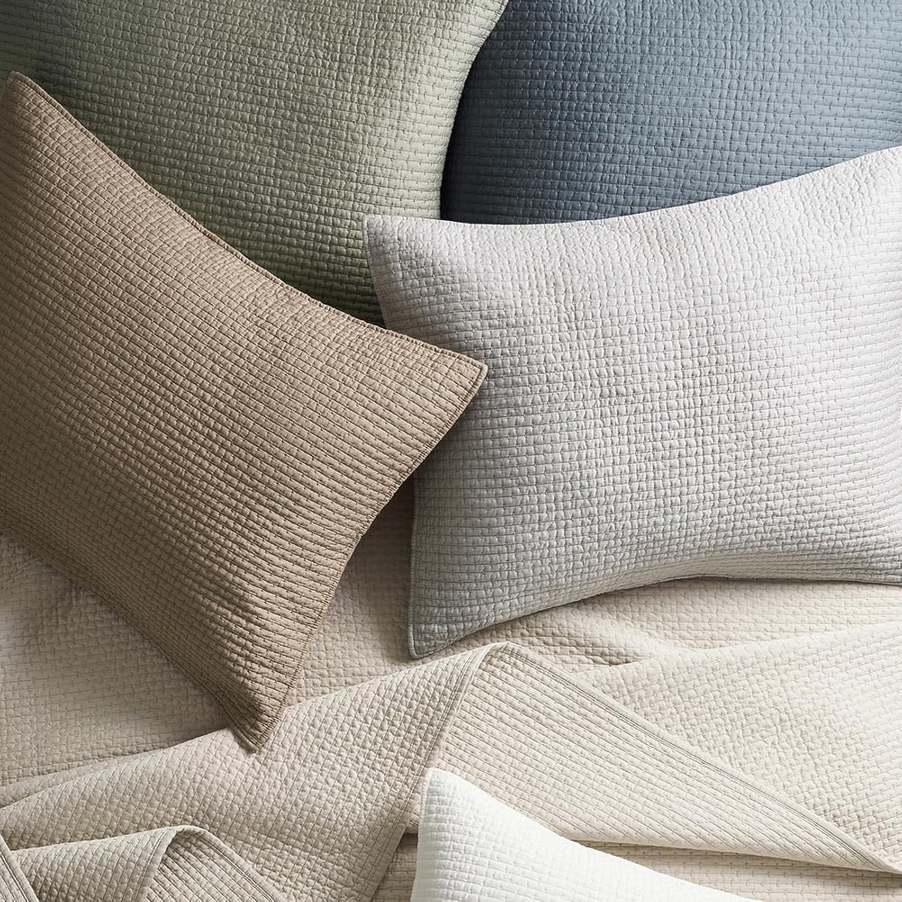 EverGrace Cotton Sateen Pick-Stitch Quilt Set, King Size, Dusk Blue
