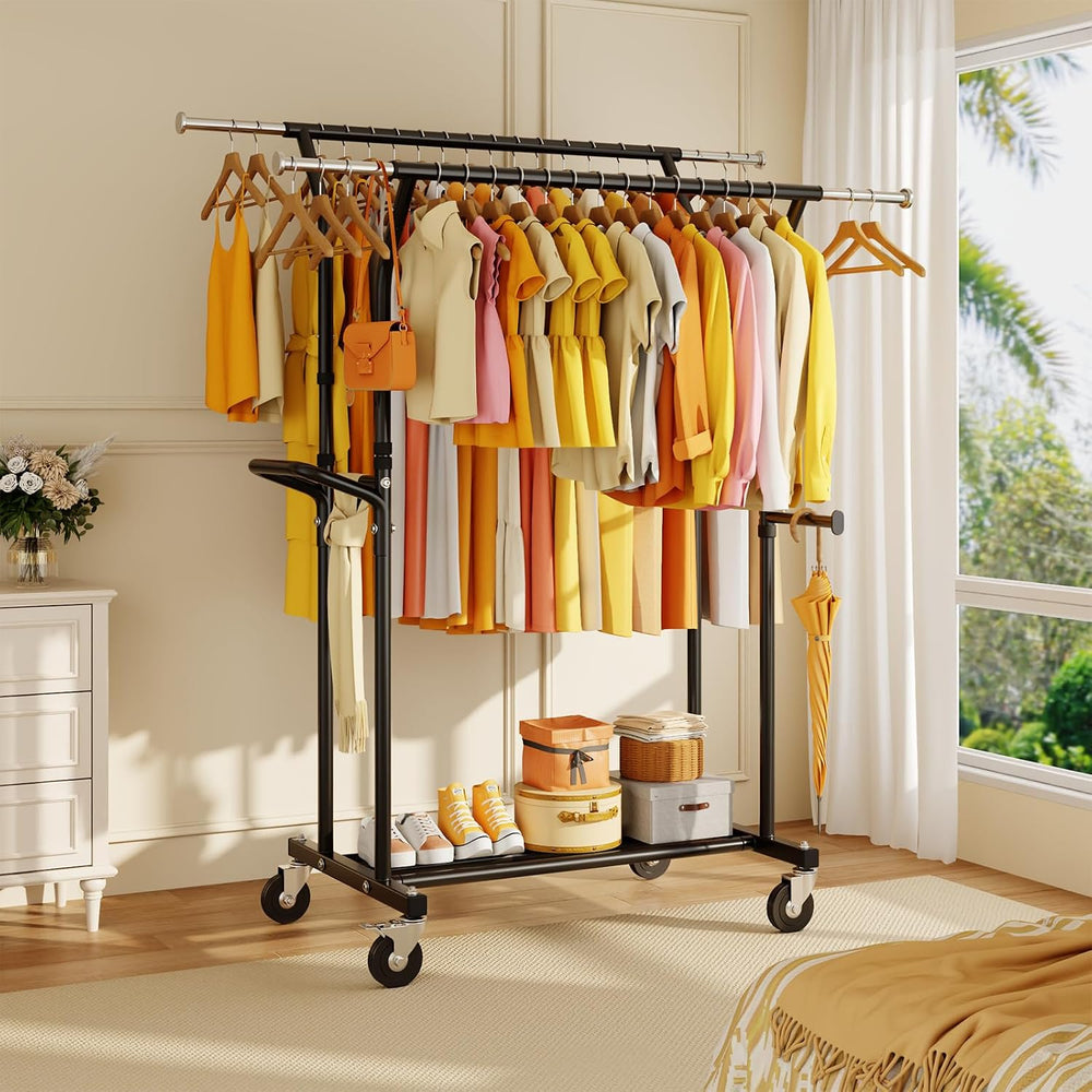 Heavy Duty Clothes Rack: 800LBS Rolling Clothing Garment Rack for Hanging Coa...