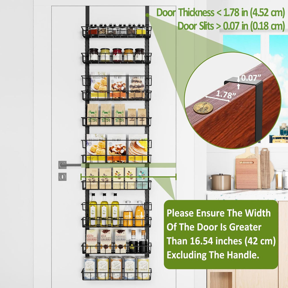 Churboro 9 Tier Over Door Pantry Organizer, 2-in-1 Adjustable Spice Rack