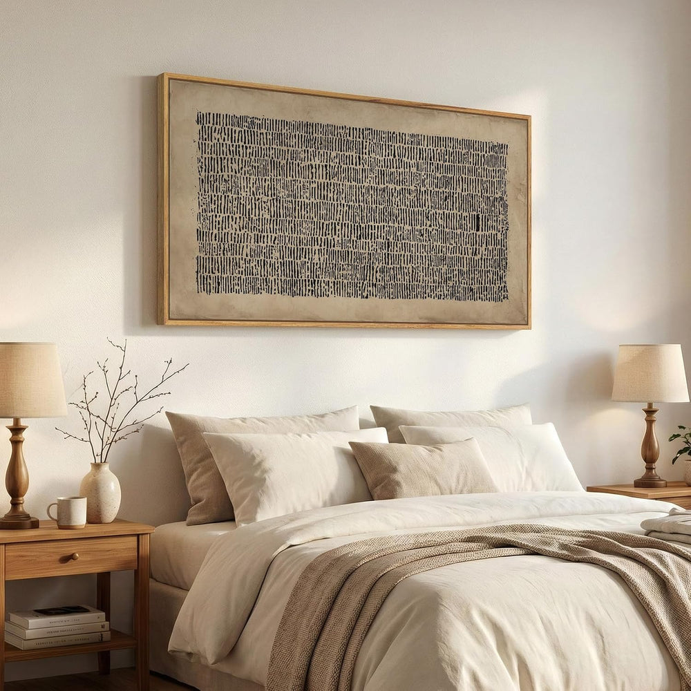 Large Framed Wabi Sabi Abstract Wall Art for Living Room, 60x30 Inch