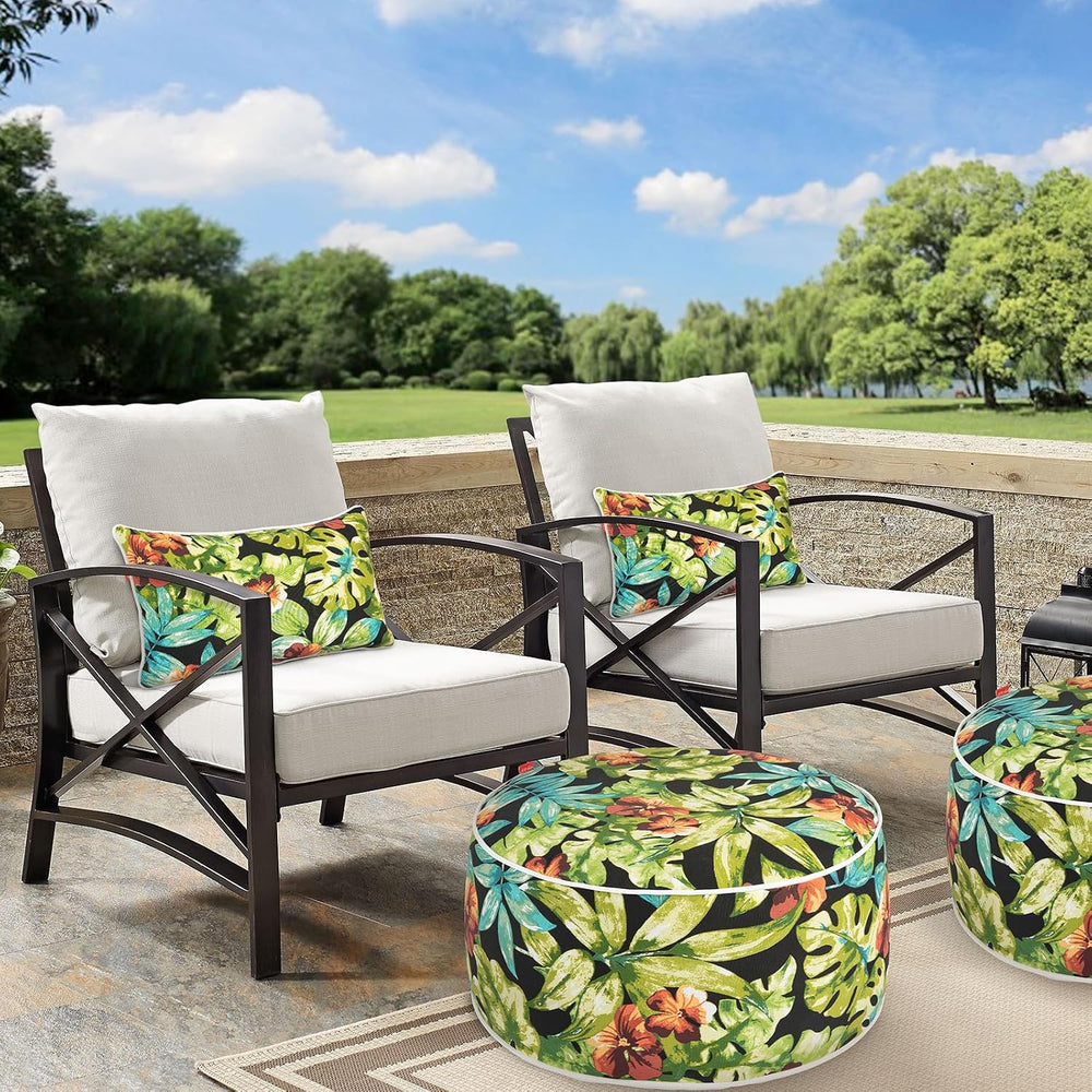 Lumbar Pillow with Insert, Set of 2, Outdoor Indoor Waterproof Decorative Pat...