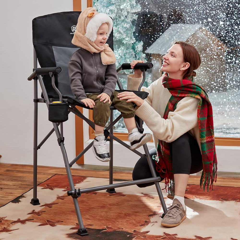 EVER ADVANCED Heated Tall Director Chair 31" Foldable with Carry Bag Black