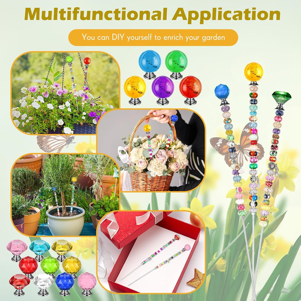 Zonon 16 Pack DIY Garden Beaded Stakes Wands Kit 16 Pcs 8/32 Inch 4mm 12 Inch...