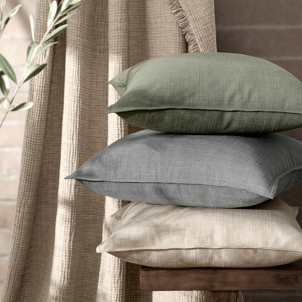 MIULEE Thick Textured Decorative Throw Pillow Covers 20x20 Inch Olive Green