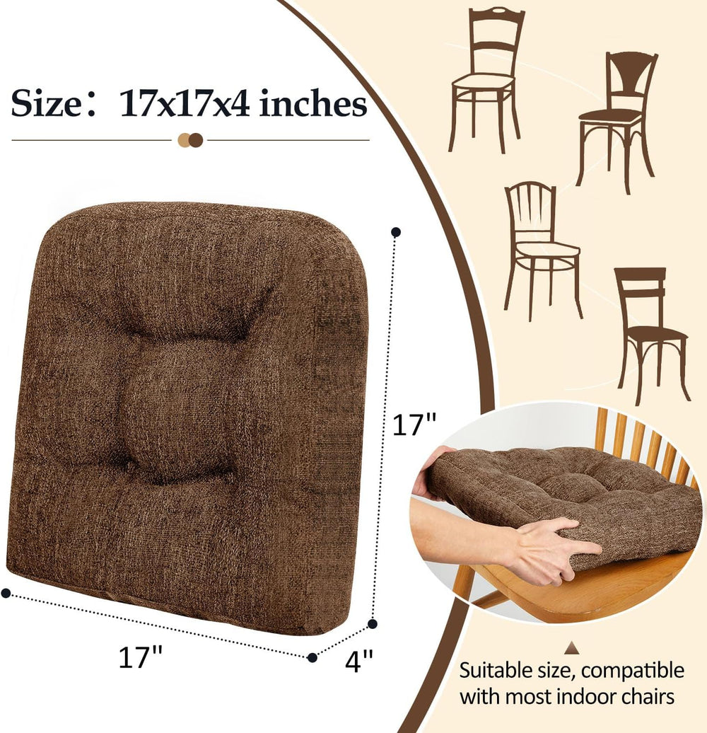 downluxe Chair Cushions for Dining Chairs 4 Pack, Tufted Indoor Chair Pads wi...