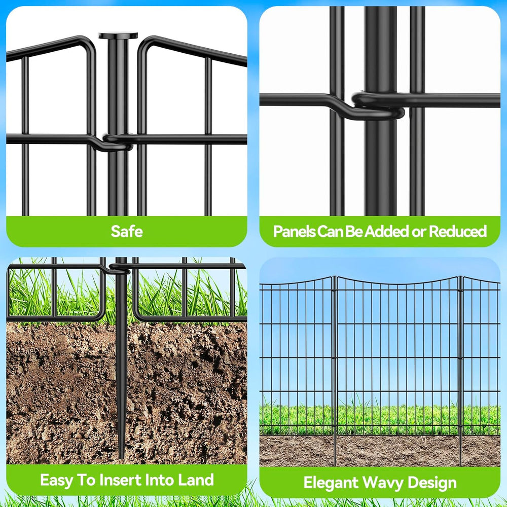 INJOPEXI Decorative Garden Fence 6 Panels 11.8ft(L)×30in(H) Garden Fences Out...