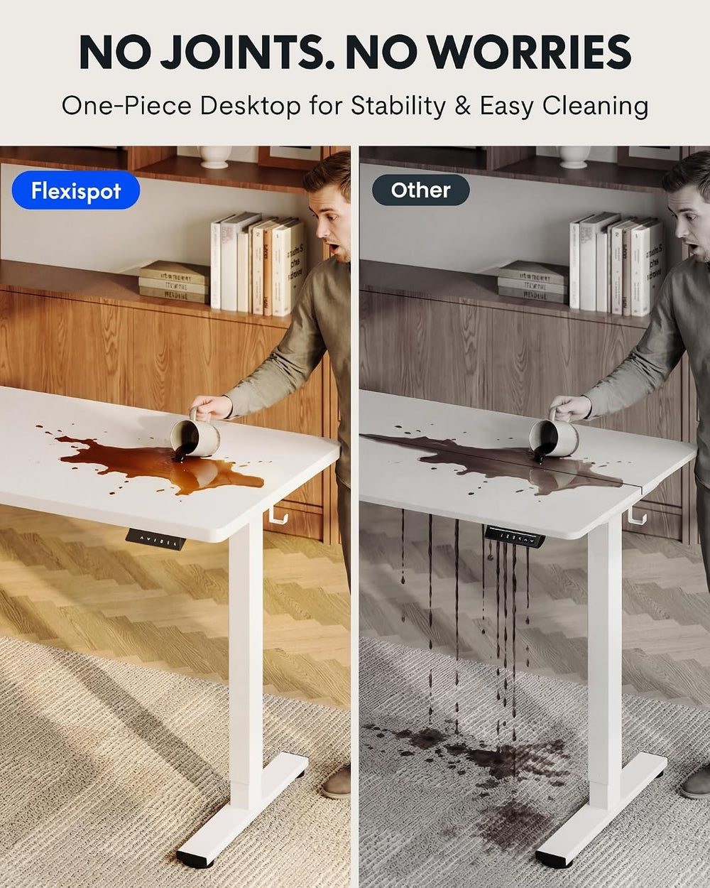 FLEXISPOT EN1 48"x24" One-Piece Standing Desk, White