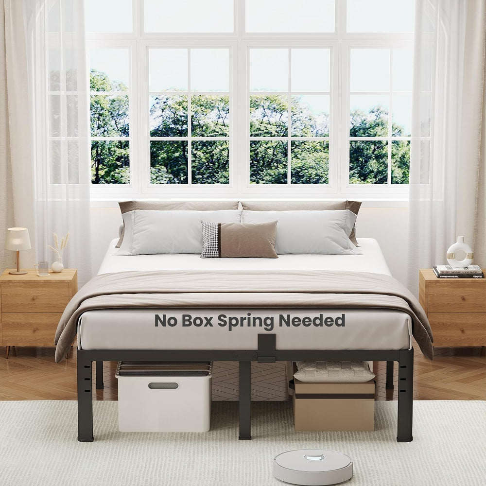 NKZ 20 Inch Queen Size Metal Platform Bed Frame with Round Corner Legs