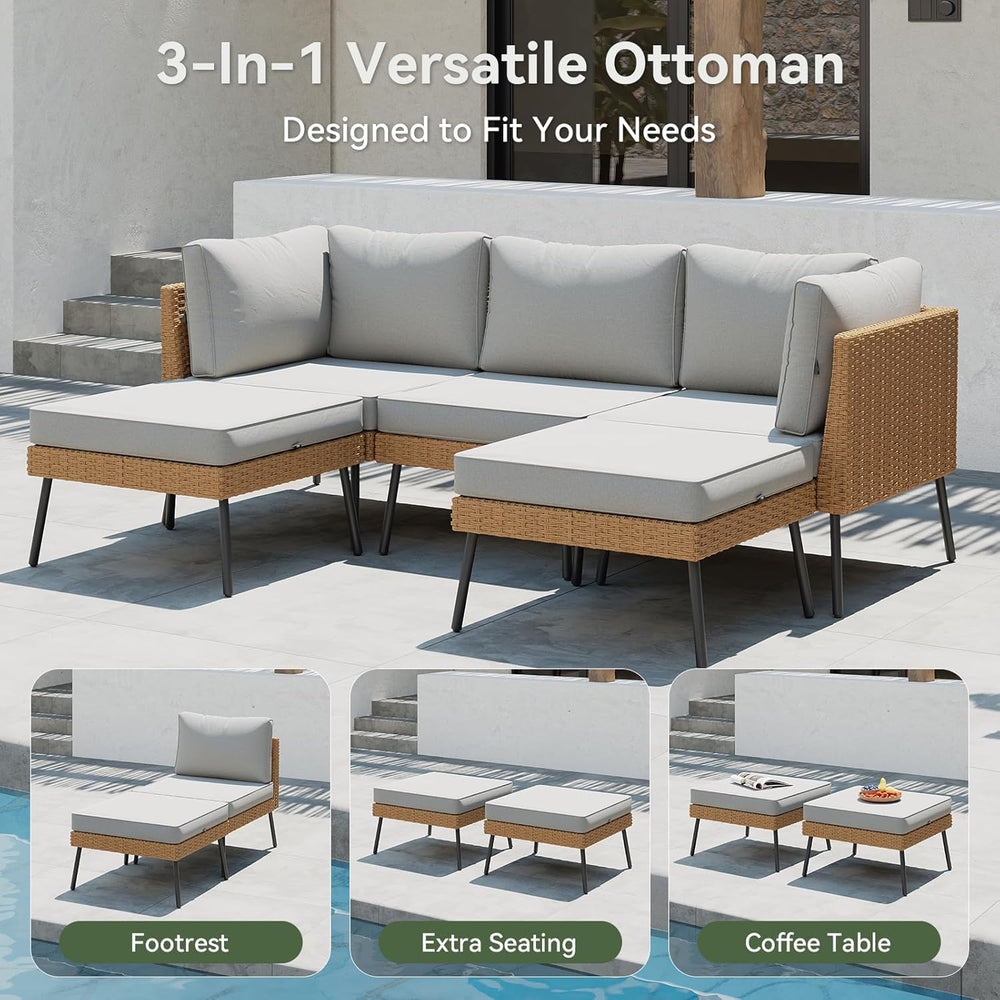 Aoxun 8 Piece Patio Furniture Set, 8 Seats Outdoor Sectional Sofas with Thick...