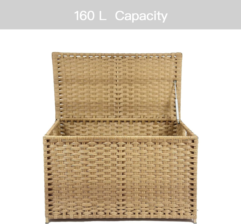 Wicker Storage Trunk, Large Storage Basket with Lid,Rural Natural