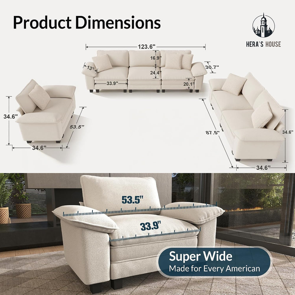 HERA'S HOUSE Modular Sectional Sofa Set with Loveseat & Armchair 3 Piece