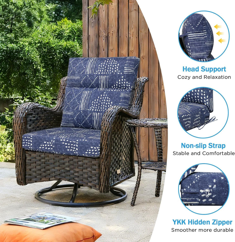 Outdoor Patio Chair Cushions 44x21x3.5 inch, Set of 2 Thicken Comfy Cushions ...