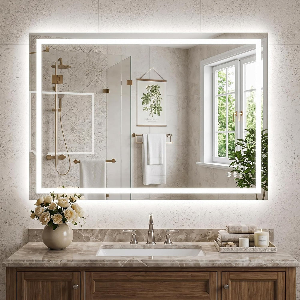 Antok 24x36 LED Bathroom Mirror with Lights, Backlit + Frontlit