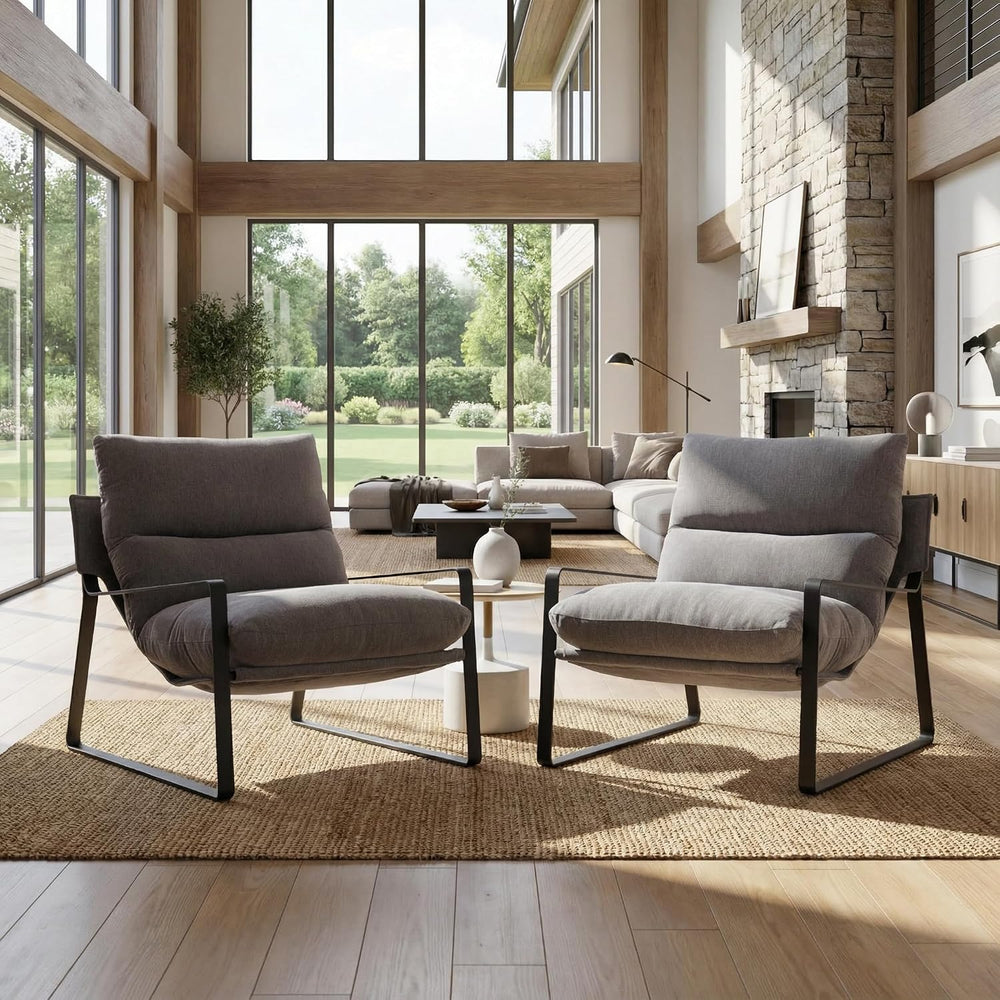 LukeAlon Modern Linen Accent Armchair, Grey