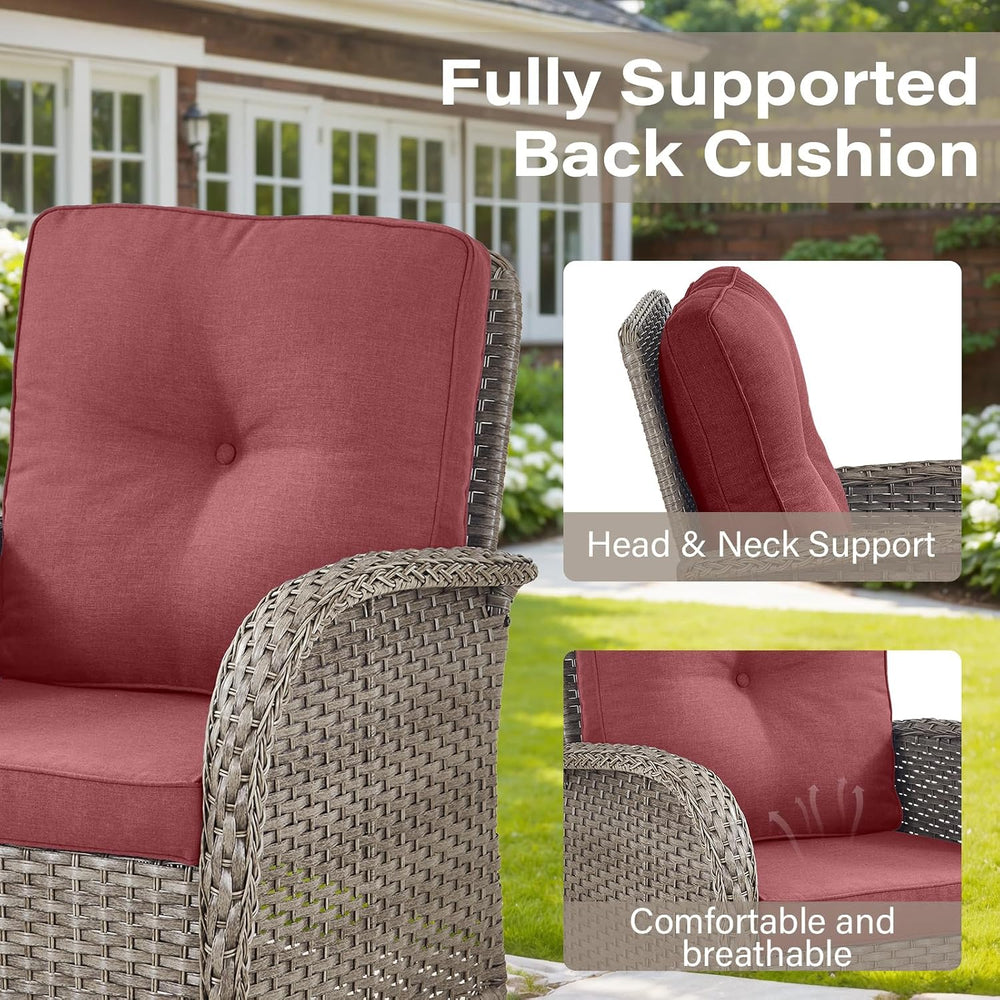 Belord 5 Piece Swivel Rocker Glider Outdoor Chairs Set of 2 with Ottoman and ...