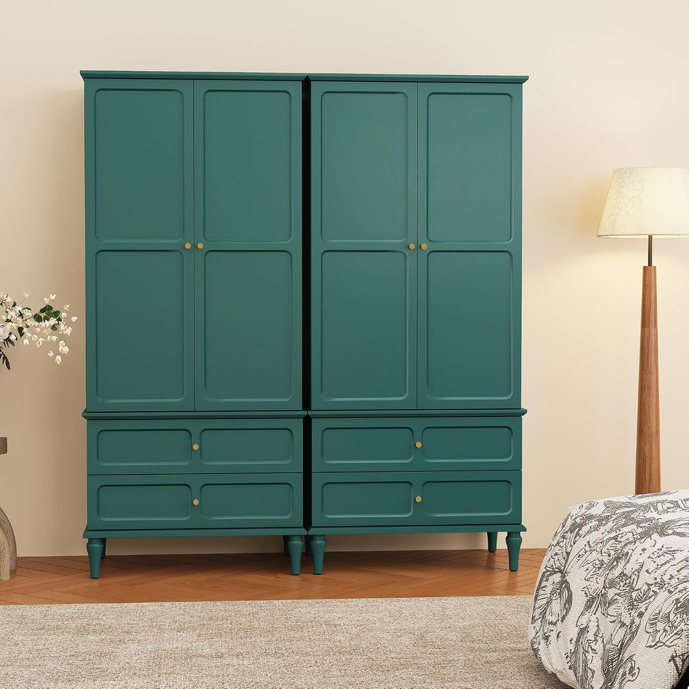 HLR 71" Wardrobe Closet Mid-Century Modern Style,Green