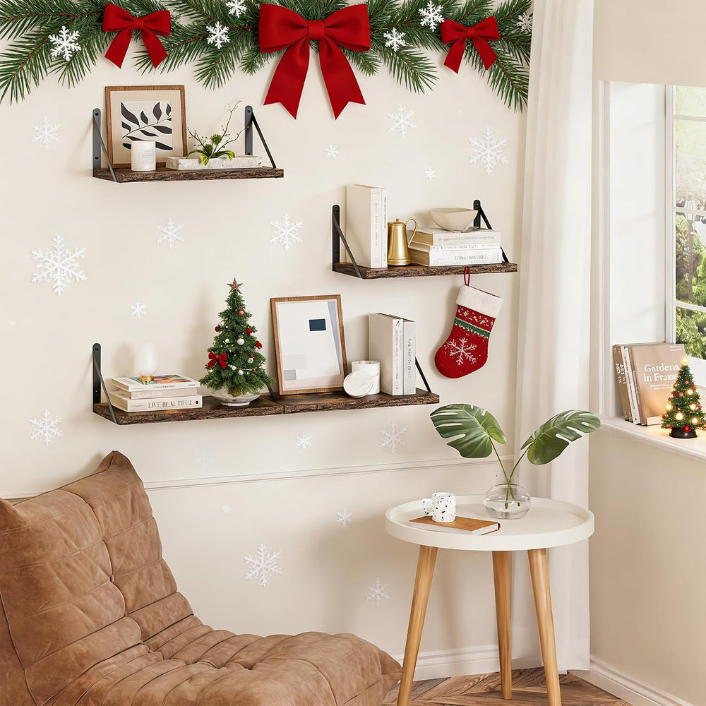 Heimlove Deep Floating Shelves for Wall, 32W x 8D Wood Wall Shelves Set of 2,...
