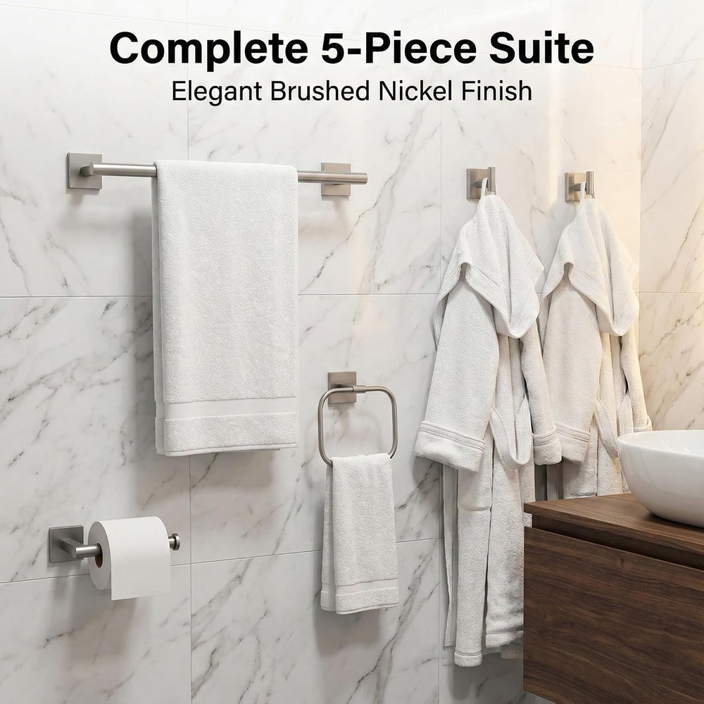 16 in 5-Piece Bathroom Hardware Set, Brushed Nickel