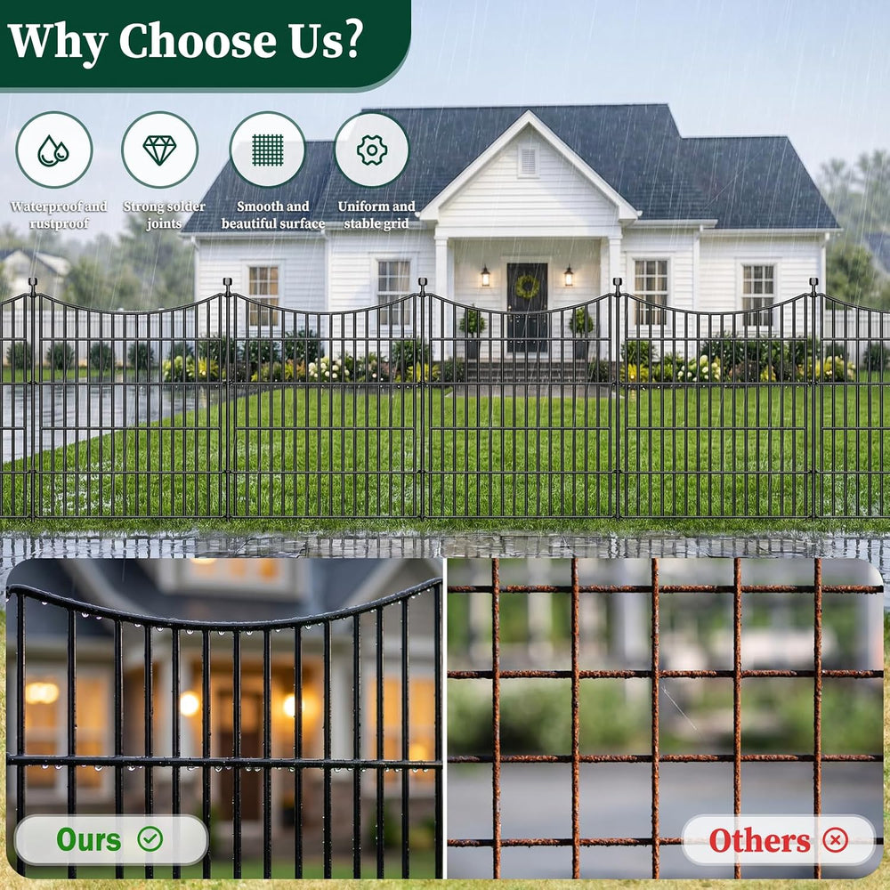 No Dig Dog Fence Outdoor for Yard with Gate, 32 in(H) X 35.4 ft(L)