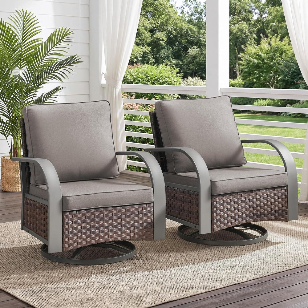 Belord Luxury Patio Furniture (Grey, 2 PCS - Swivel Glider)
