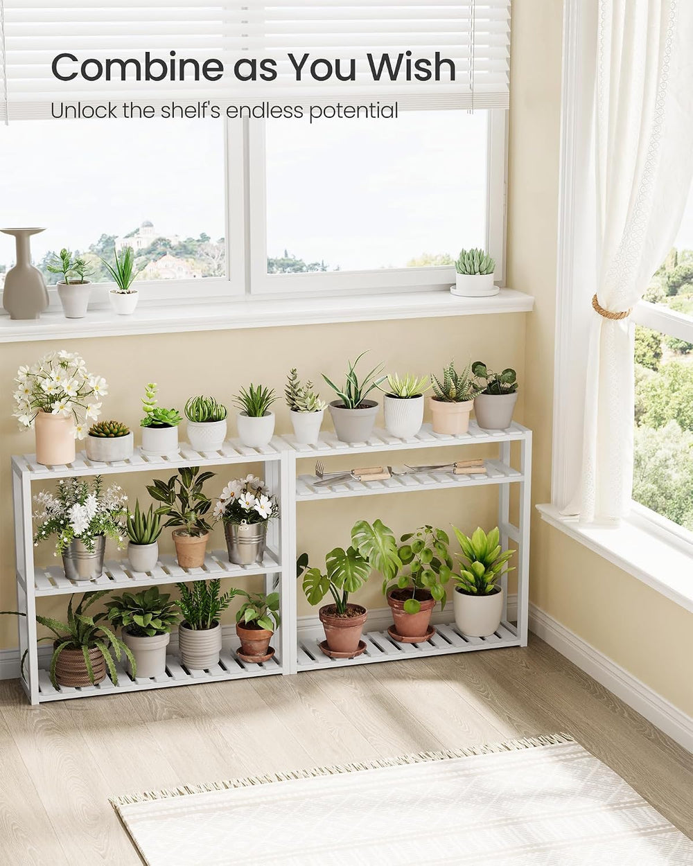 SONGMICS Bamboo Bathroom Shelf, 3-Tier Adjustable Plants Rack