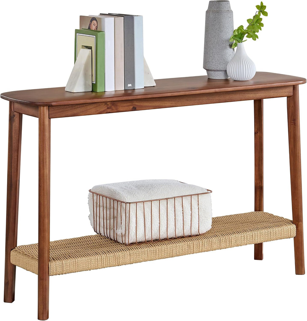 Alaterre Furniture Calais Solid Wood Console Table, Chestnut, 48”