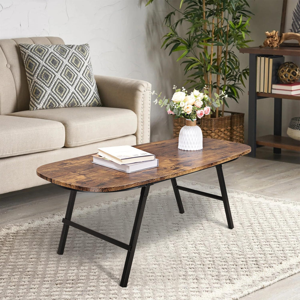 Foldable Coffee Table Natural Wood Oval Coffee Tables No Assembly Portable Fl...
