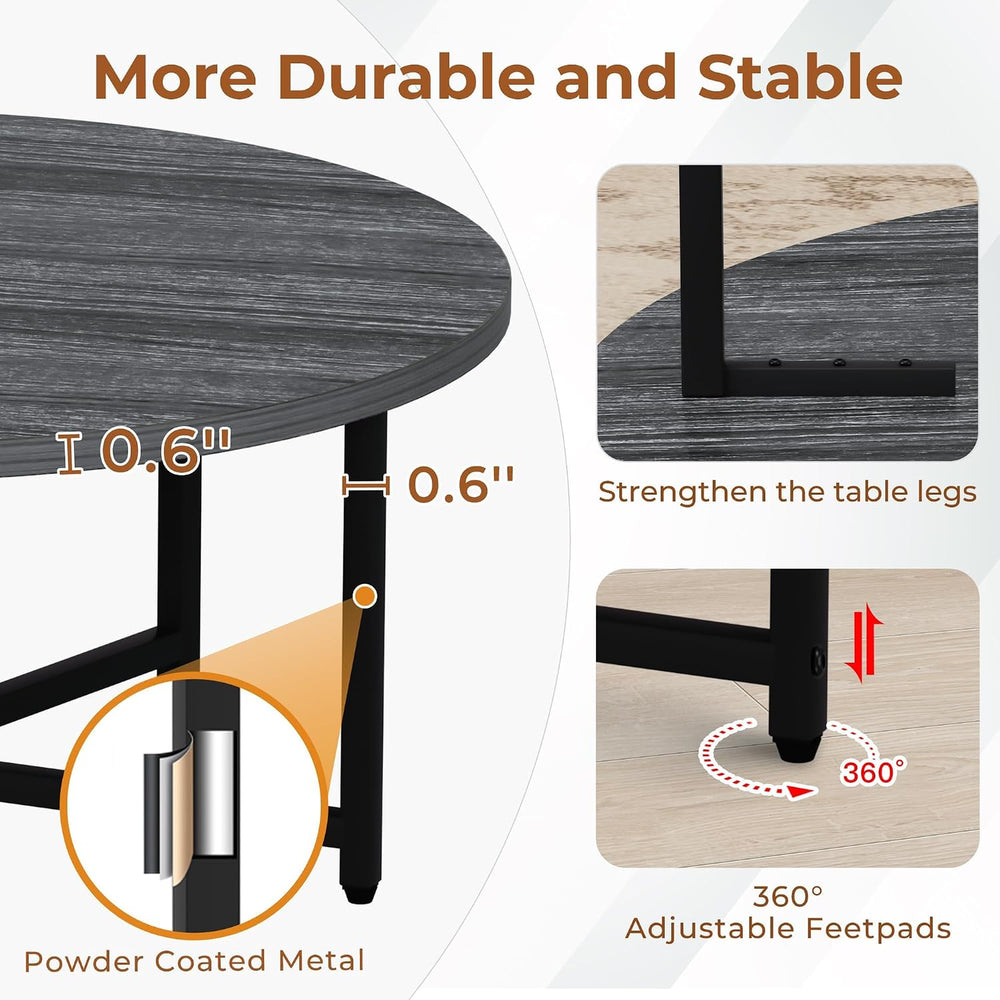 FAMIDGE Coffee Table, 31.5" Large Round Coffee Table for Living Room, Ce...