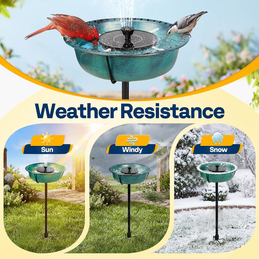 VIVOHOME Bird Bath with Solar Fountain and Metal Ground Stake, Green