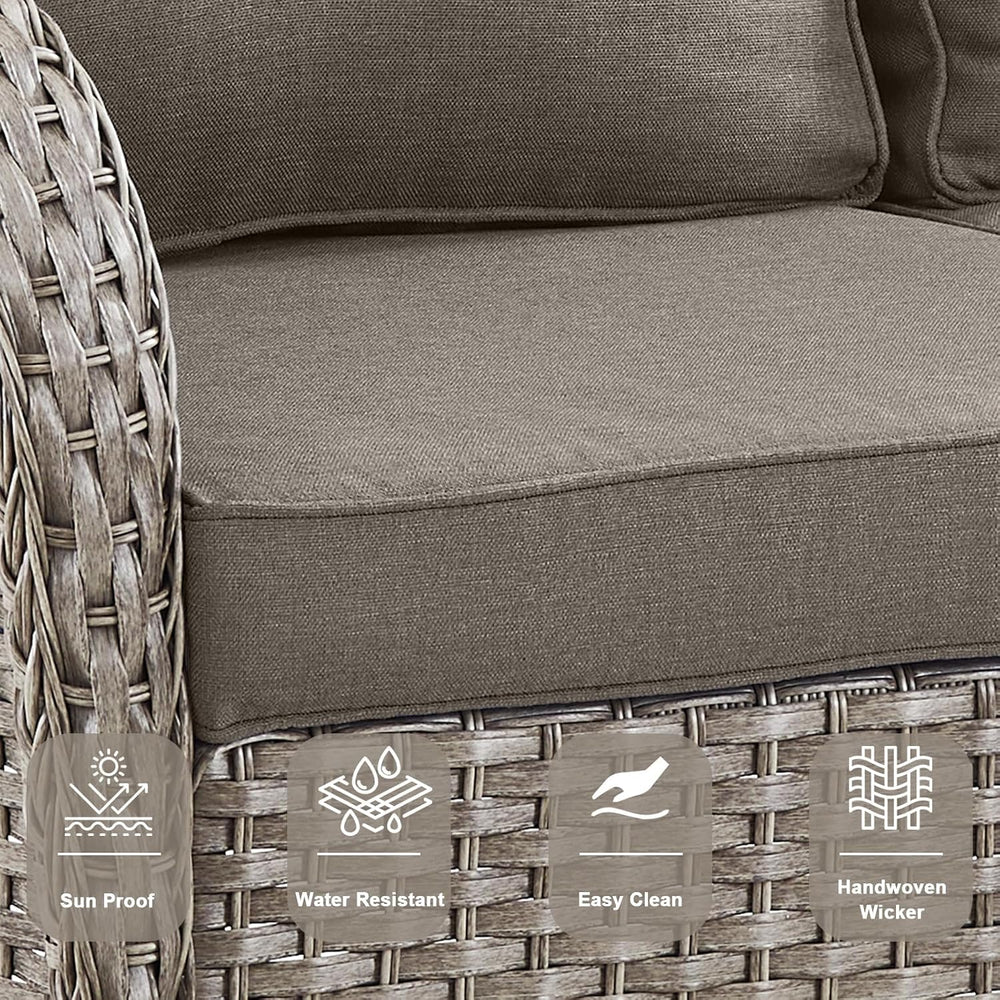Belord Wicker Outdoor Furniture Set - 7 Piece Patio Conversation Sets with Co...