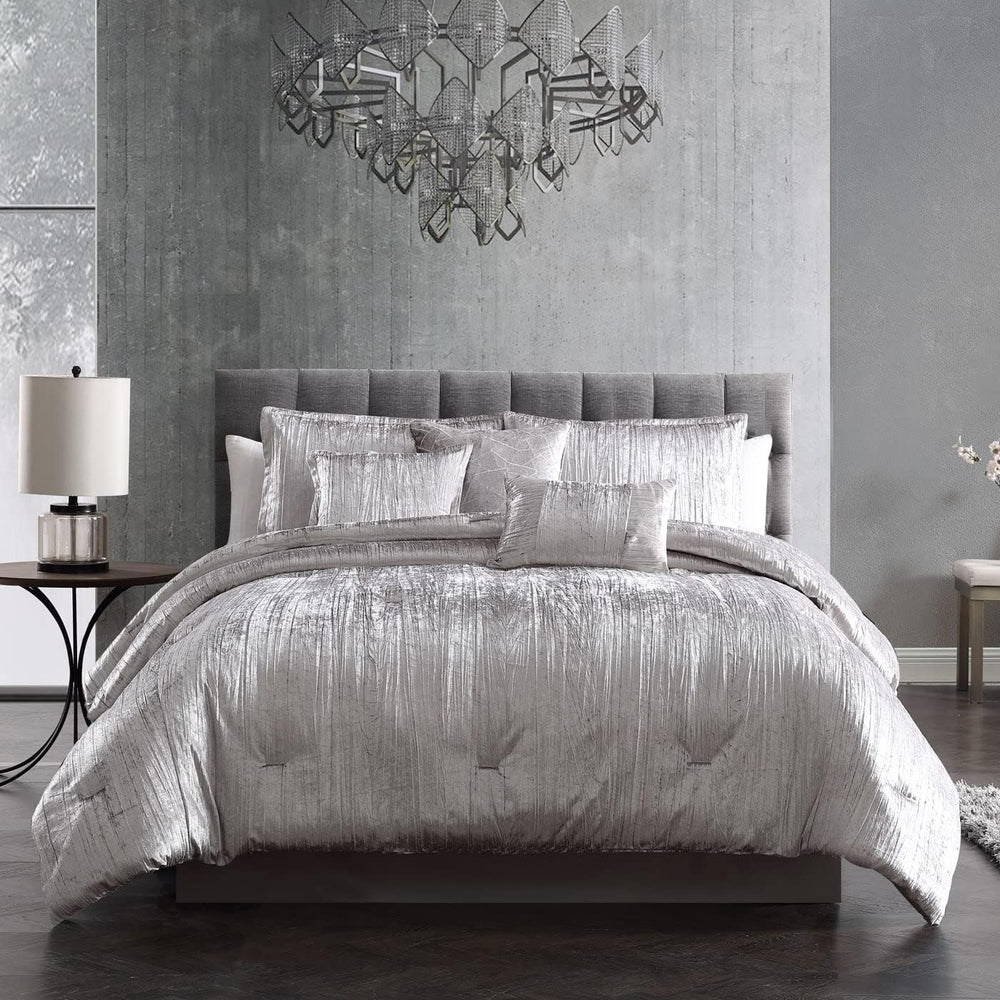 Riverbrook Home Turin Crinkle Velvet Comforter Bedding Set, Queen Size, Glam ...