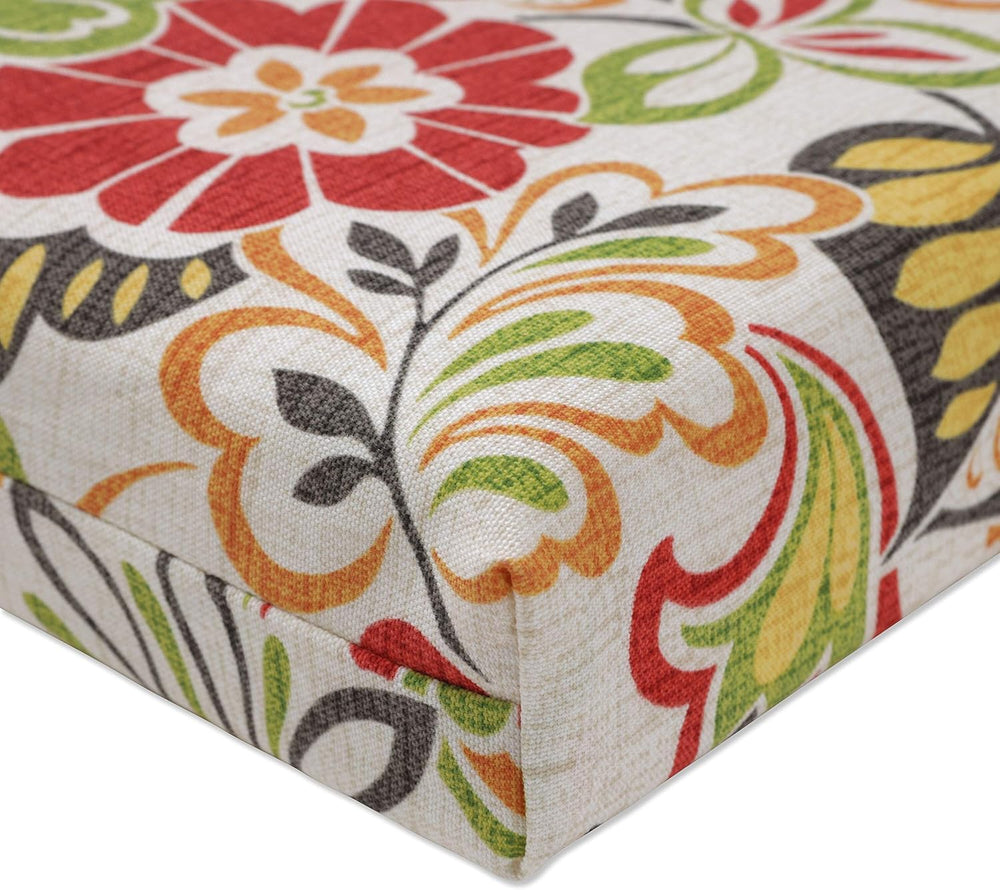 Pillow Perfect Bright Floral Indoor/Outdoor Chair Pad With Ties, 2 Count, 16&...