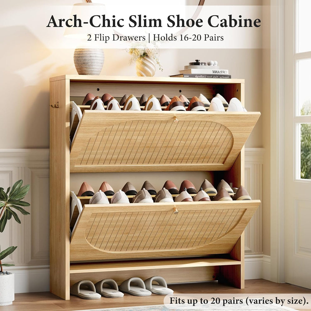 Nicetree Arch-Chic Shoe Cabinet for Entryway, Modern Mid-Century Shoe Storage...