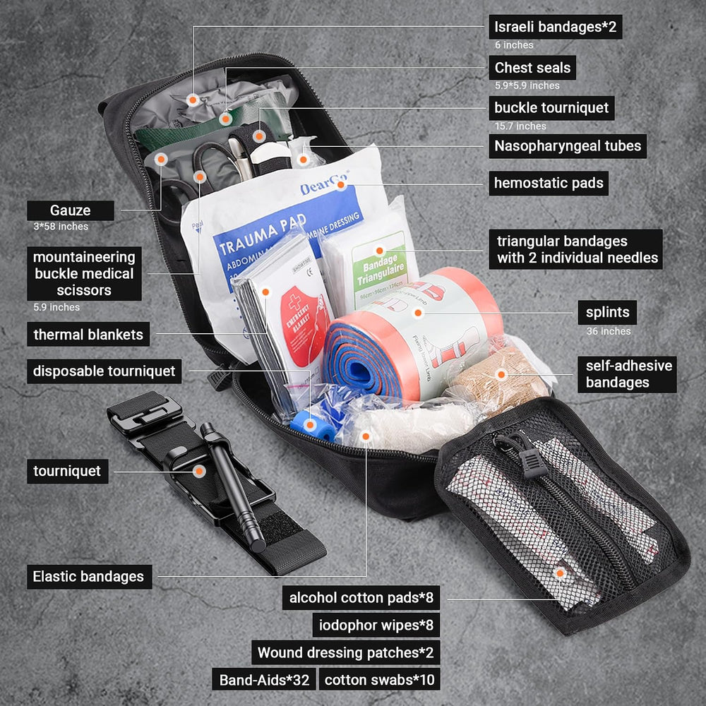 IFAK Trauma Kit with QEN Tourniquet, 6-Inch Israeli Bandage, Splint, Tactical...