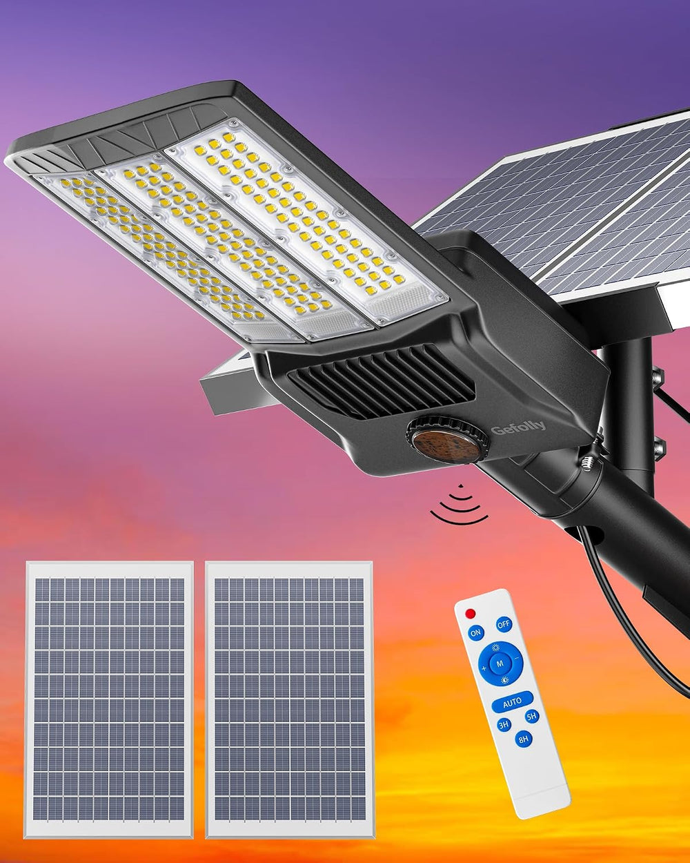 Gefolly SL-15000W Solar Street Lights Outdoor, Commercial Parking Lot Light