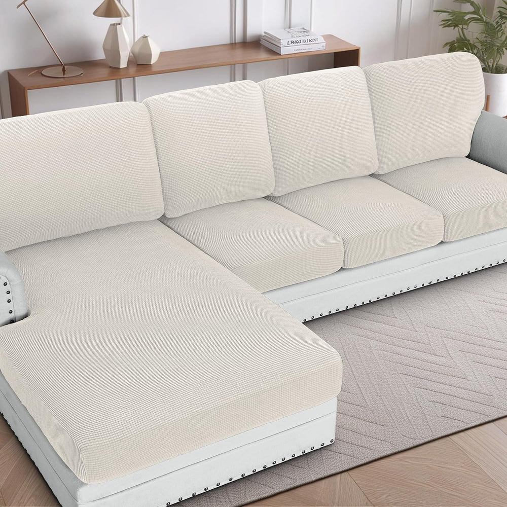 H.VERSAILTEX Sectional Couch Covers 1 Piece Chaise Slipcover L Shape Separate...
